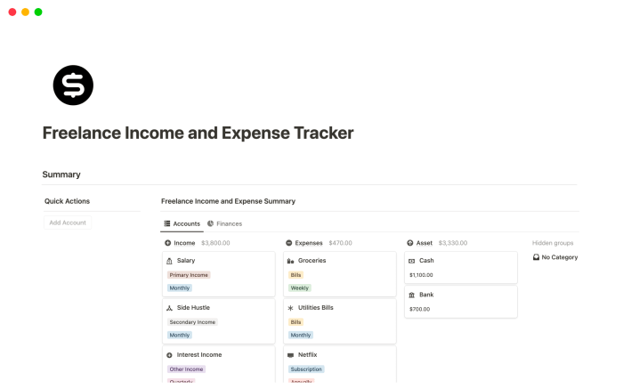 Tracker expense freelancers